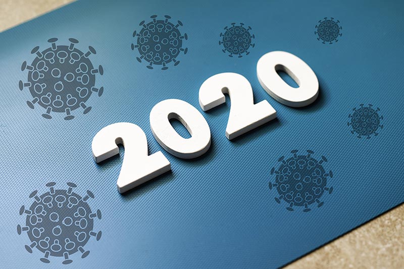 Illustration jahr 2020 mit Covid